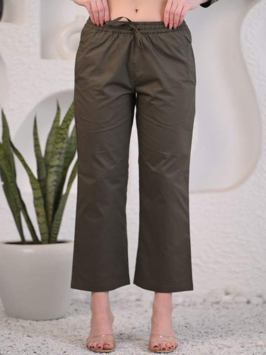Antimony Women Relaxed Straight Leg Chambray Trousers