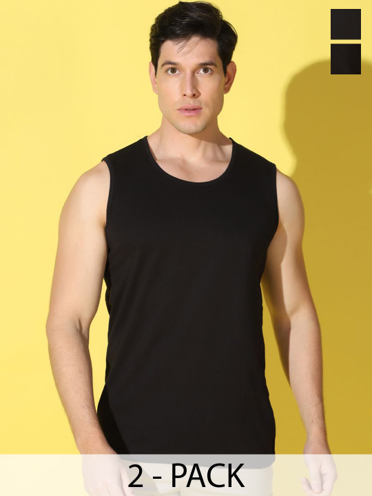 WOOSTRO Men Pack Of 2 Printed Super Cotton Gym Vests