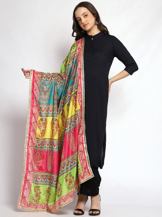 WEAVERS VILLA Ethnic Motifs Printed Art Silk Dupatta