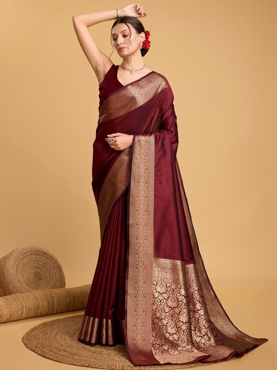 House of Pataudi House Of Pataudi Art Silk Woven Design Zari Kanjivaram Saree With Unstitched Blouse Piece