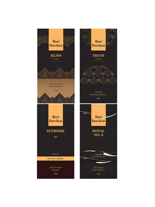 Hari darshan Pack of 4 Premium Perfume Agarbatti in 4 Fragrance - 400 Sticks