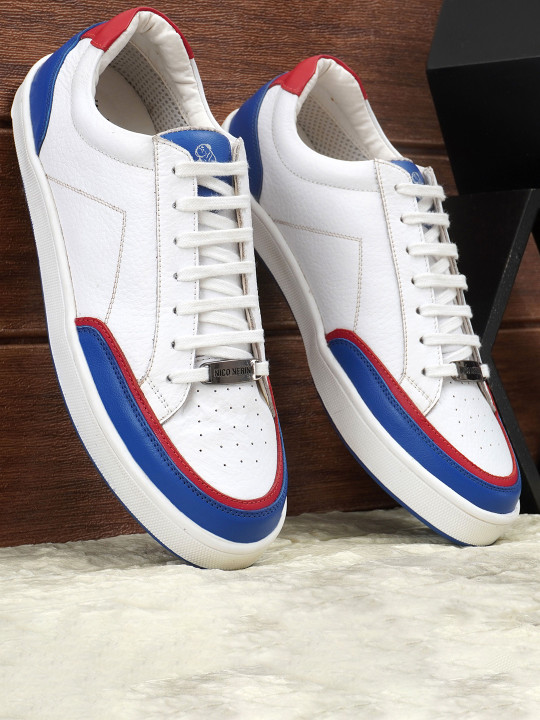 NICO NERINI Men Leather Round Toe Comfort Insole Lace-Ups Sneakers