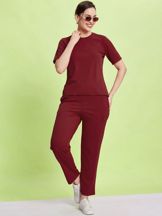 Selvia Round Neck Short Sleeves T-Shirt With Trousers