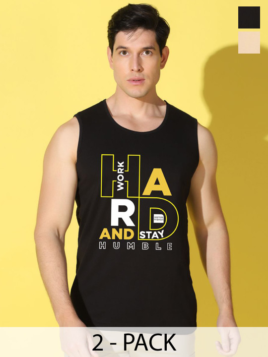WOOSTRO Men Pack Of 2 Printed Combo Cotton Gym Vests