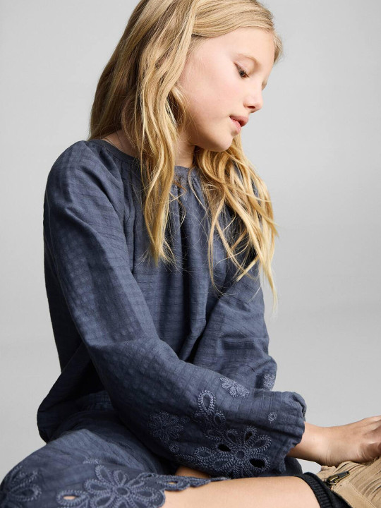 Mango Kids Girls Puff Sleeve A-Line Dress
