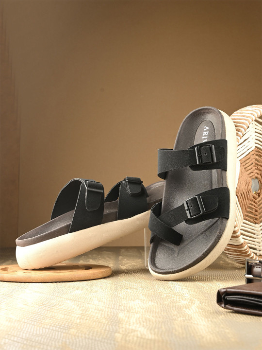 ARIVO Men Striped Thong Flip-Flops