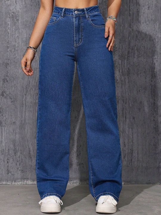 MERCEL Women Wide Leg High-Rise Stretchable Jeans