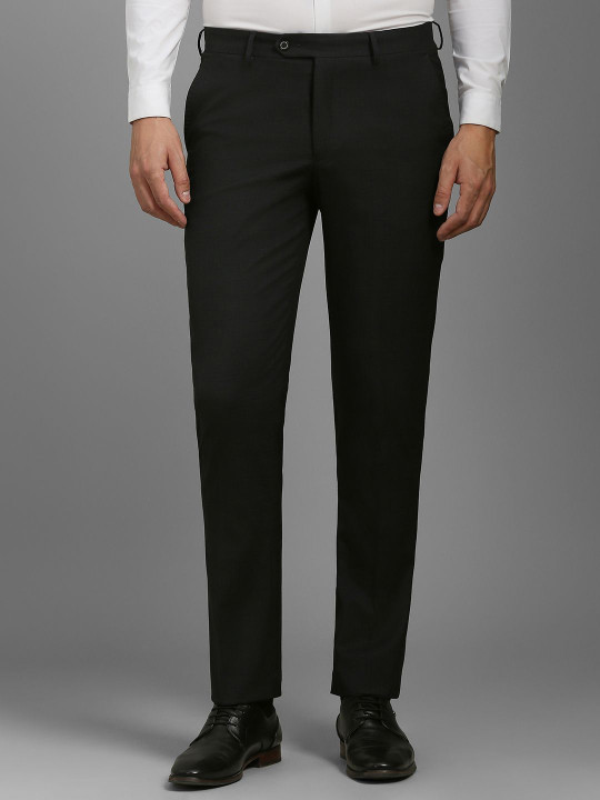 Louis Philippe Men Checked Slim Fit Trousers