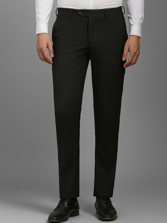 Louis Philippe Men Checked Slim Fit Trousers