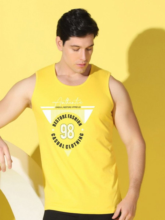 WOOSTRO Men Typography Printed Raw Edge Slim Fit T-shirt