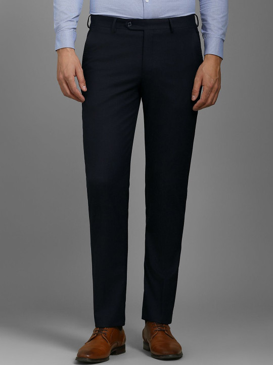 Louis Philippe Men Checked Slim Fit Trousers