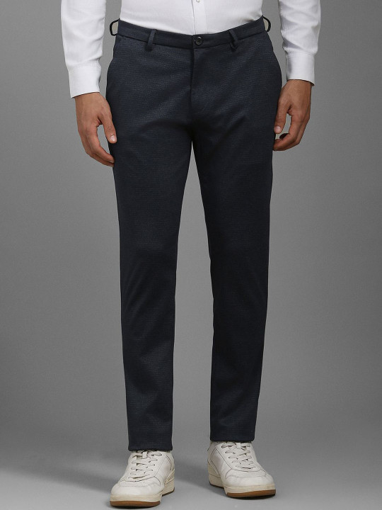 Louis Philippe Men Textured Printed Slim Fit Trousers