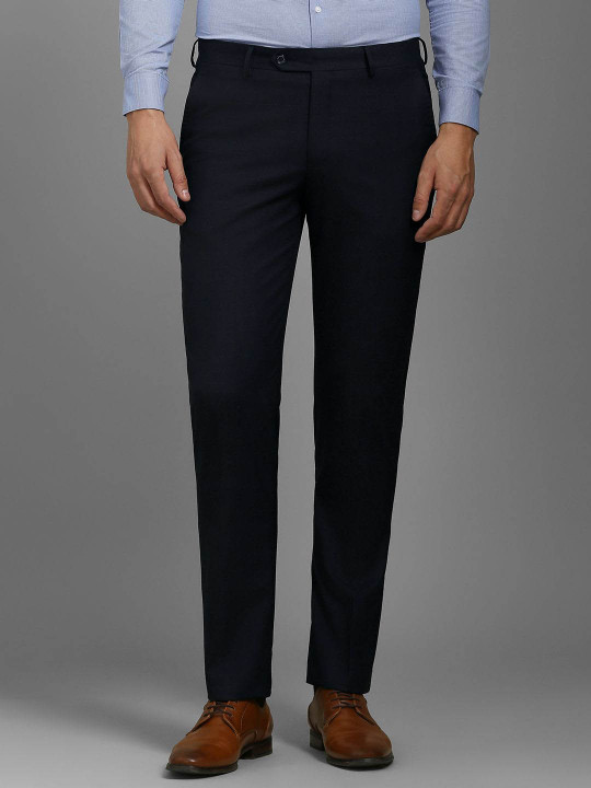 Louis Philippe Men Checked Slim Fit Trousers
