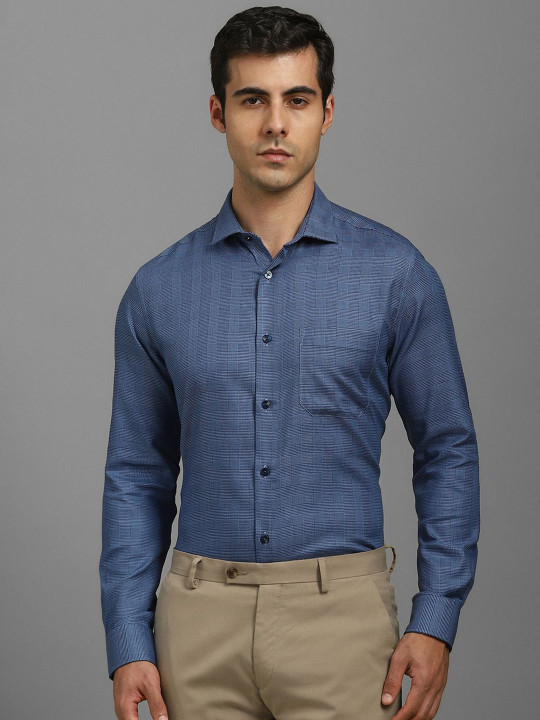 Louis Philippe Men Grid Tattersall Checks Opaque Checked Formal Shirt