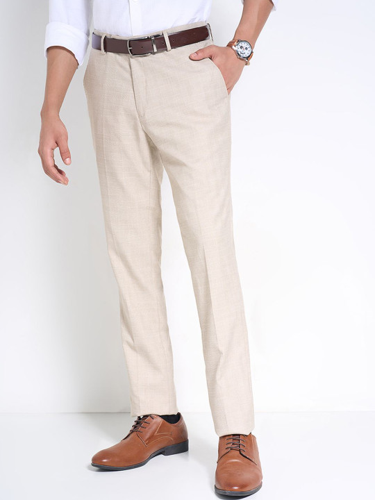 Peregrine by Pantaloons Men Textured Slim Fit Trousers