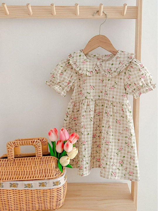 LULU & SKY Floral Print Puff Sleeve Fit & Flare Dress