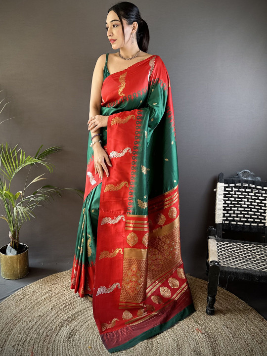 LeeliPeeri Designer Woven Design Zari Silk Blend Banarasi Saree