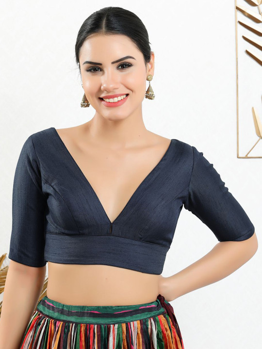 VAMAS - THE DESIGNER BLOUSES Women V-Neck Readymade Saree Blouse