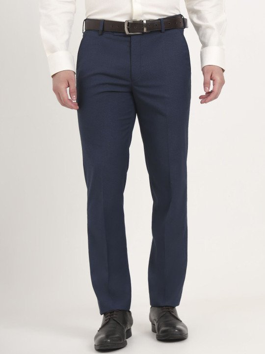 JB STUDIO Men Solid Slim Fit Formal Trousers