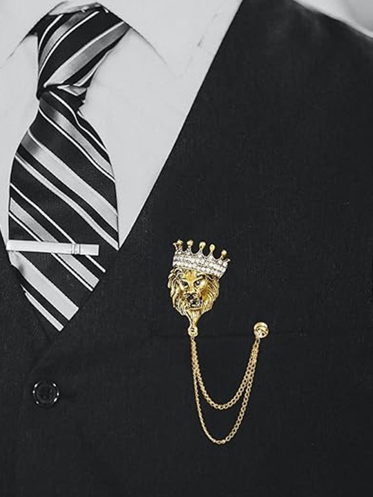 Curren Gold-Plated Zircon Studded Brooch