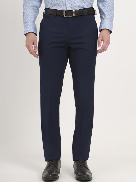 JB STUDIO Men Solid Slim Fit Mid-Rise Regular Trousers