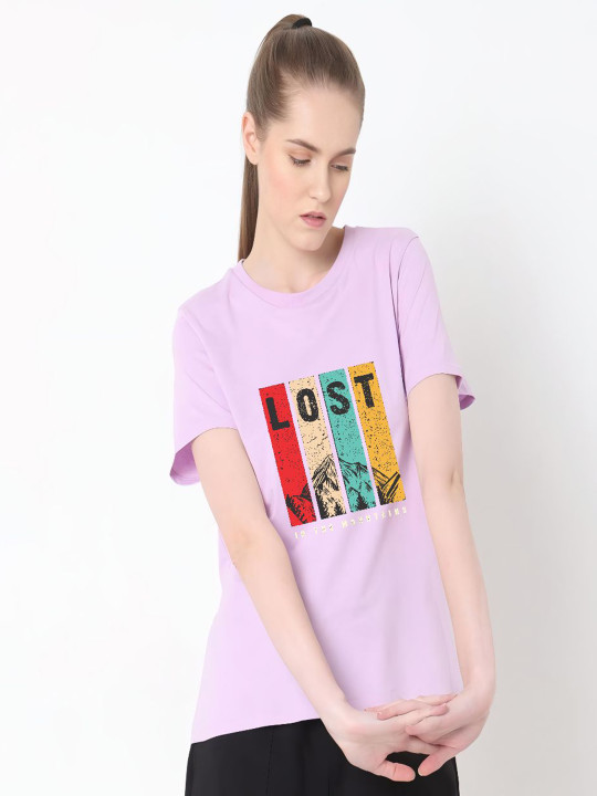 HESHA Typography Printed Round Neck Regular Fit Cotton T-shirts