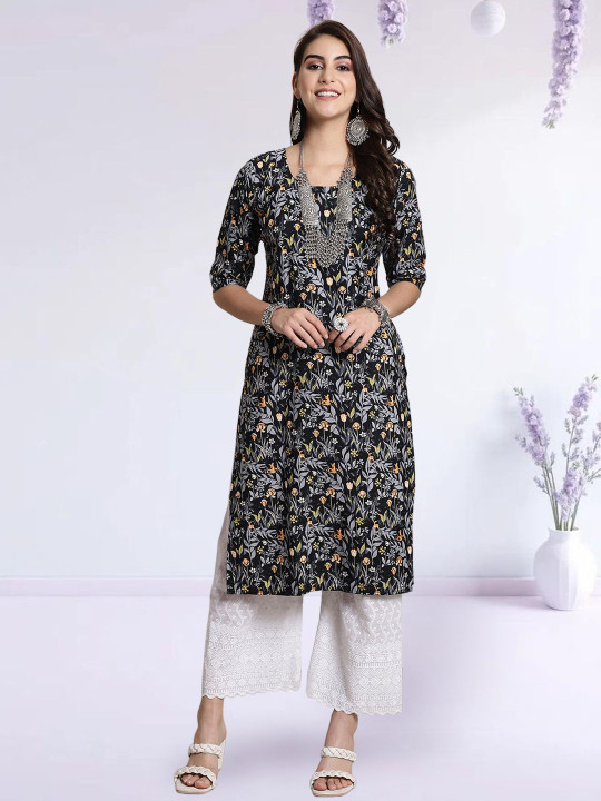 HERE&NOW Women Ethnic Motifs Printed Crepe Kurta