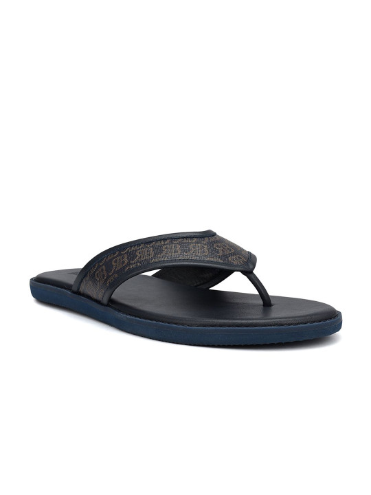 ROSSO BRUNELLO Men Leather Textured Open Toe Flats