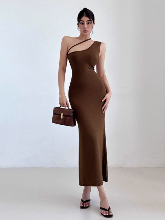 strapless open back dress Bebe One Shoulder Bow Detail Dress