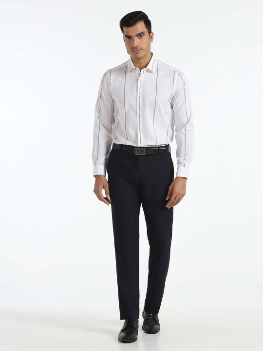 Blackberrys Slim Fit Vertical Striped Cotton Formal Shirt