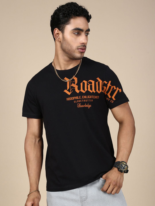 Roadster The Lifestyle Co. Men Typography Printed Round Neck Cotton T-shirt