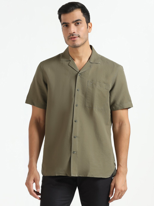 Blackberrys Spread Collar Relaxed Casual Linen Shirt