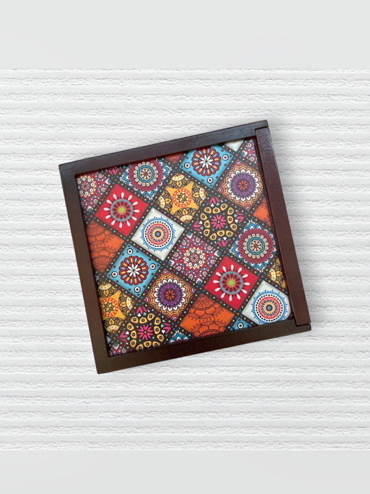 Angira handicrafts Brown & Red Printed Wooden Multi-Utility Organiser