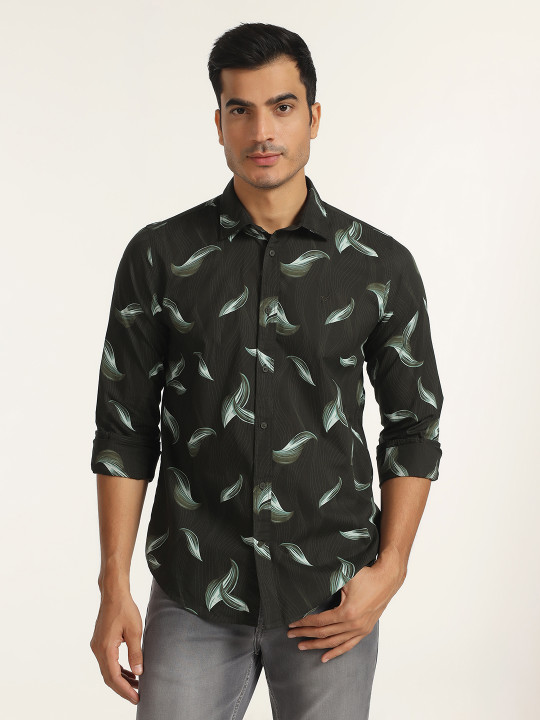 Blackberrys Slim Fit Floral Printed Cotton Casual Shirt