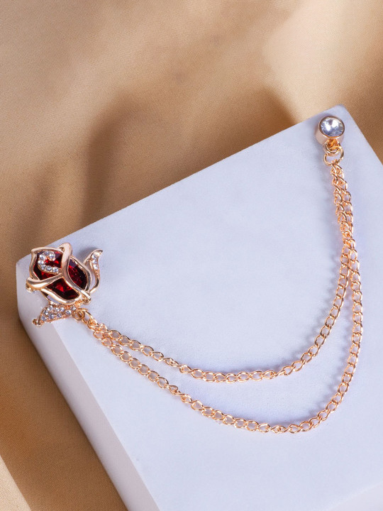 To The Nines Gold-Plated Stone Studded Brooch