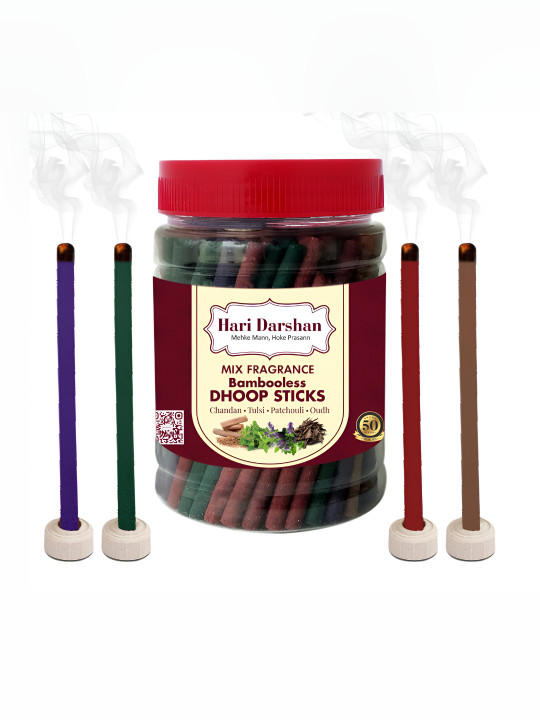 Hari darshan Hari Darshan Mix Fragrance Bamboo Less Dhoop Sticks - 100 Sticks