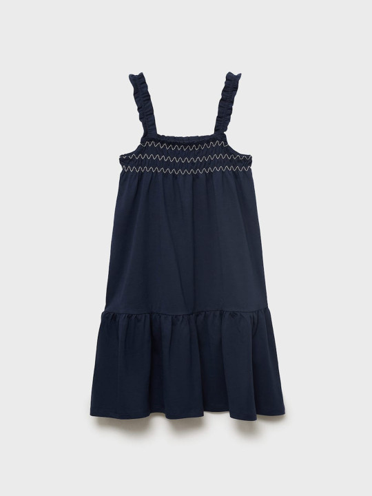 Mango Kids Girls Ruffled Pure Cotton Drop-Waist Dress