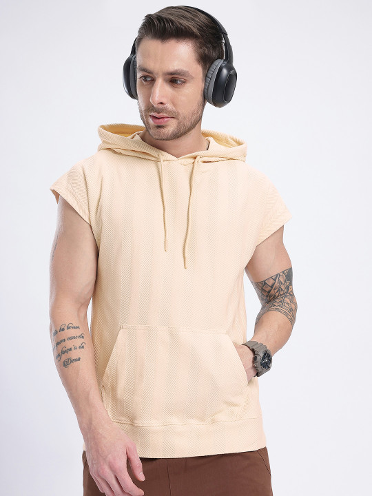 Glitchez Hooded Self-Design Textured Sweatshirt