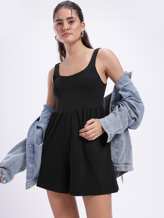 glitchez Shoulder Straps Slim Fit Playsuit