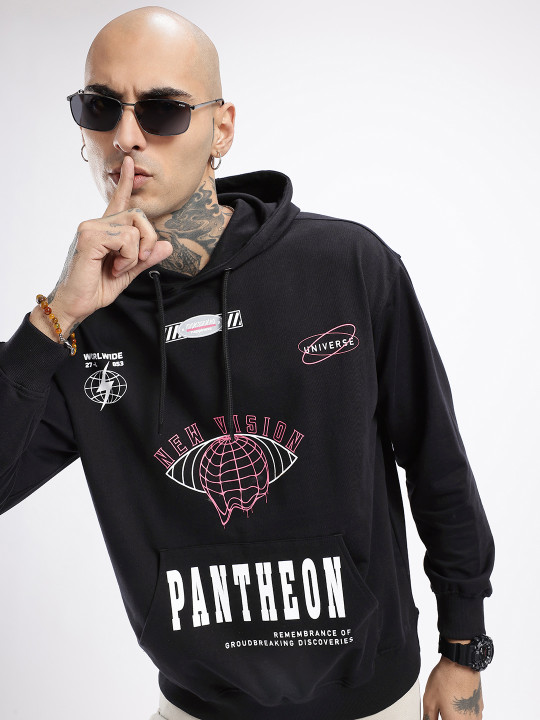 Glitchez Printed Cotton Terry Oversized Hooded Sweatshirt