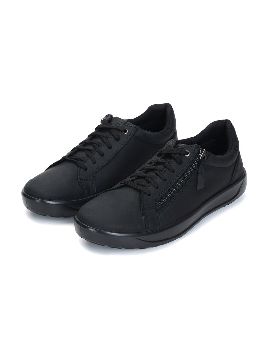 ERGON Men Leather Lace-Ups Black Pullup Sneakers