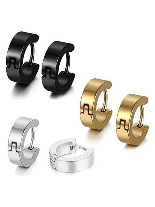 Teeragaj Set of 3 Contemporary Hoop Earrings