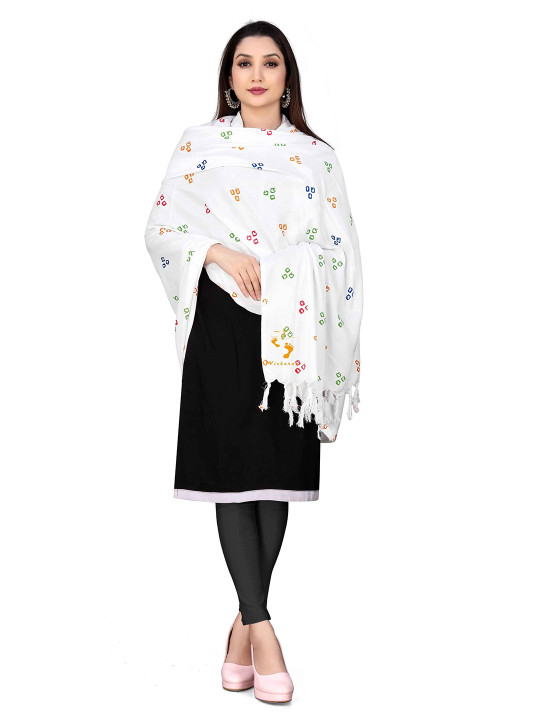Vicharan Geometric Printed Cotton Dupatta With Tasselled