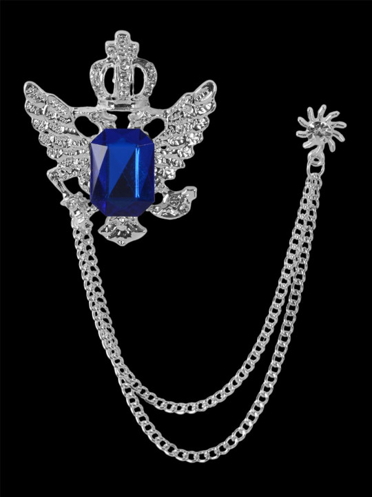 Curren Silver-Plated Rhinestone Studded Crown Shape Brooch