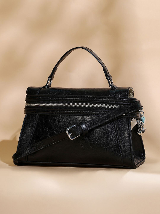 HAUTE SAUCE Women Textured Structured Leather Sling Bag