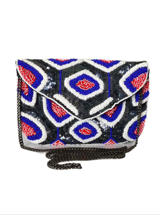LEMONIUS PEARLS Embellished Envelope Clutch