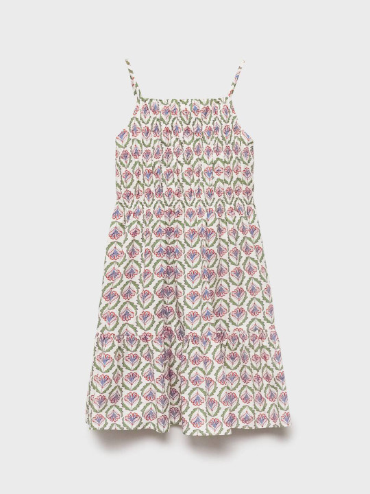Mango Kids Girls Cotton Floral Print A-Line Dress