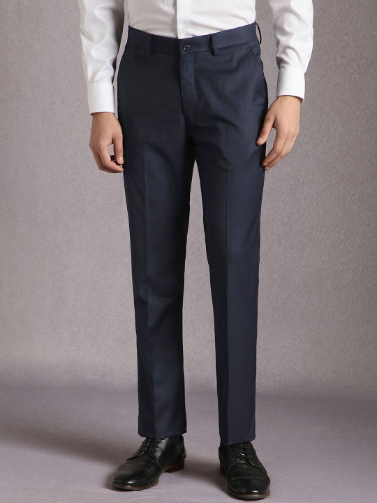 Louis Philippe Men Textured Slim Fit Mid Rise Formal Trousers