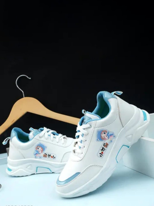 EZDEZARIO Girls Lightweight Round Toe Lace-Ups Sneakers