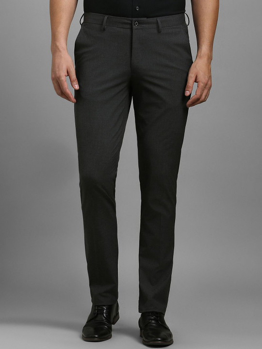 Louis Philippe Men Solid Slim Fit Mid-Rise Flat-Front Formal Trousers